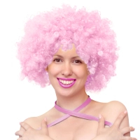 Wig - afro hair, light pink