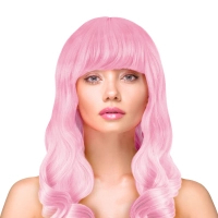 Wig - long, curly, pink